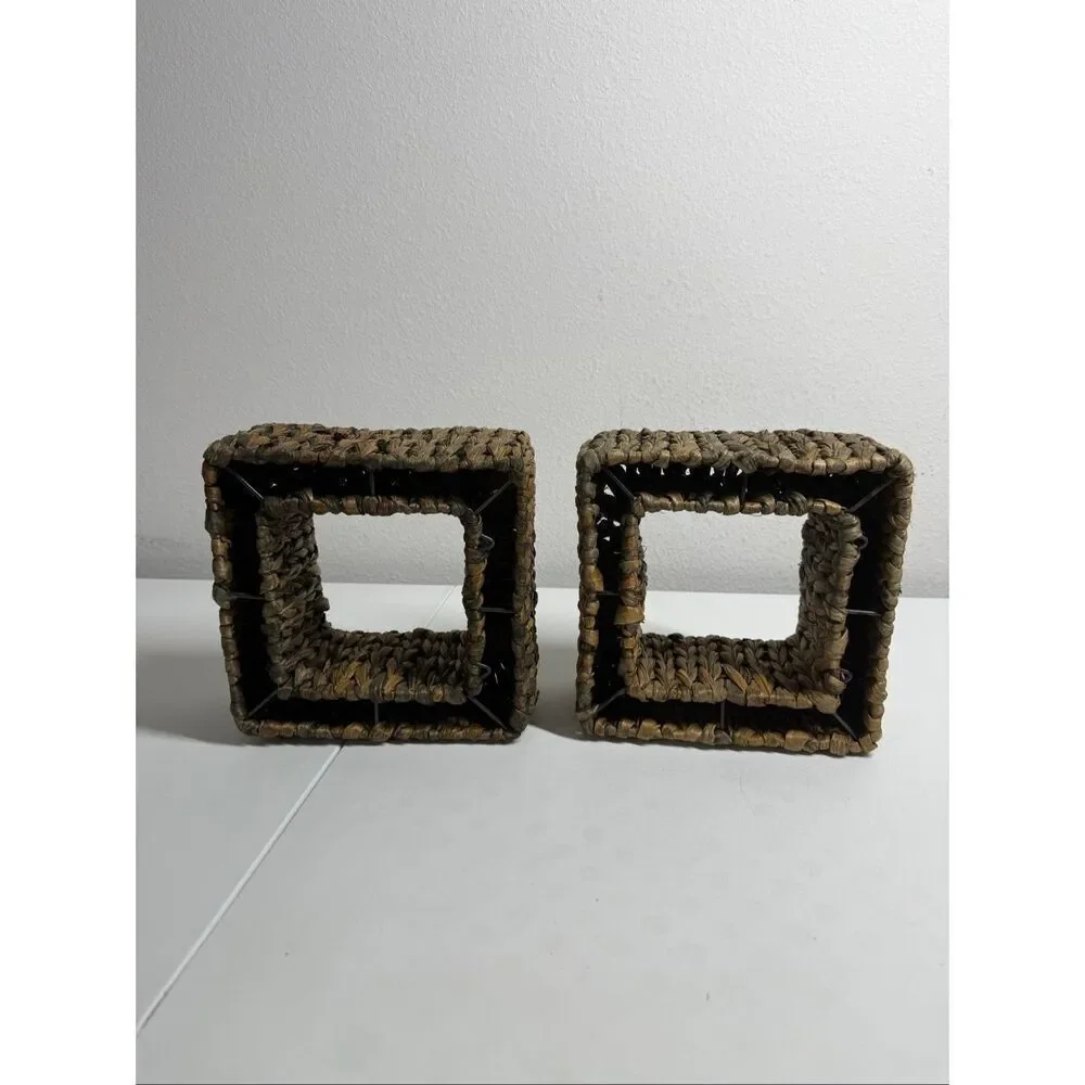 Set of 2 Natural Boho Wicker Rattan Wall  Shelf Padma’s Plantation Furniture
